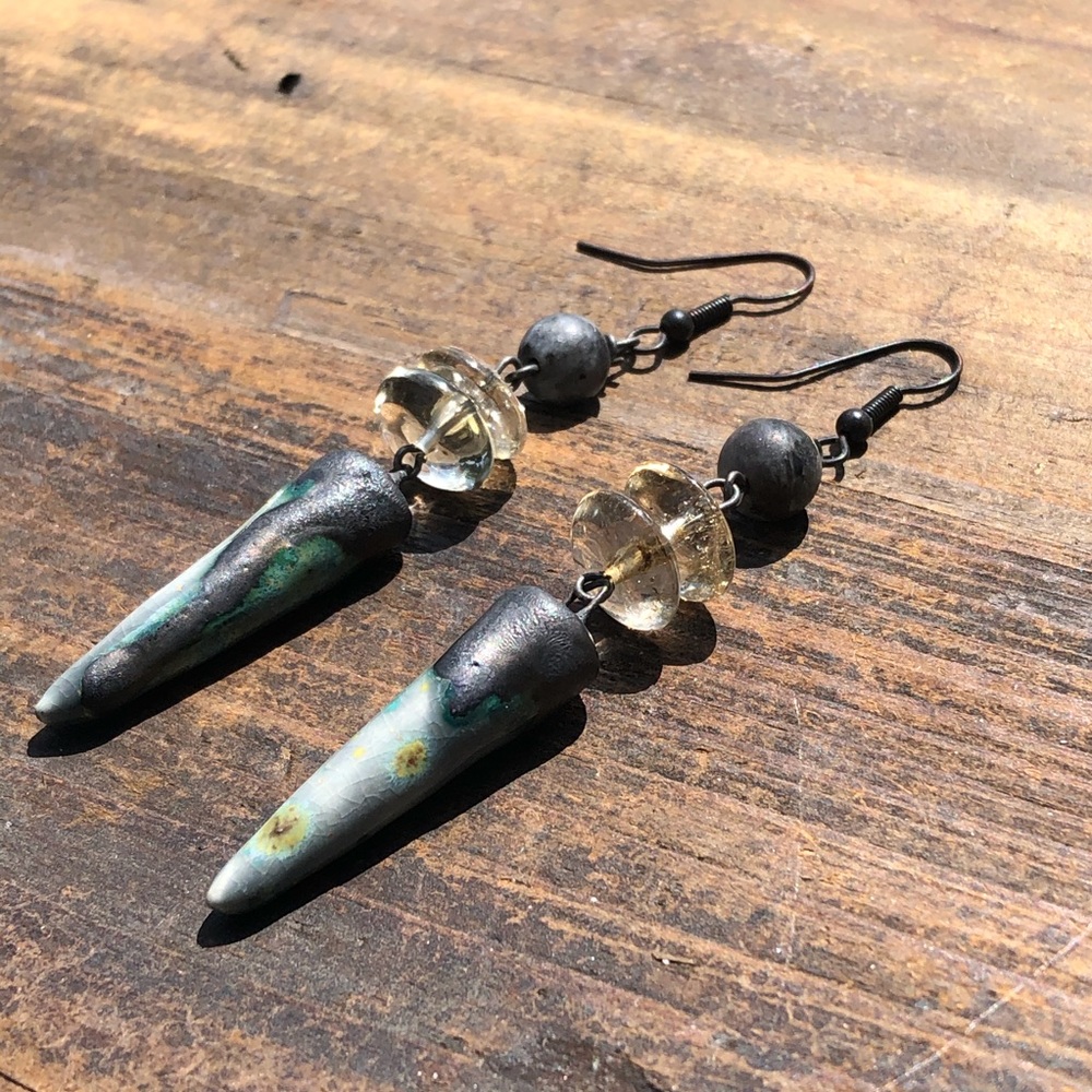 Ceramic Lemon Quartz Earrings - Picture 5 of 7